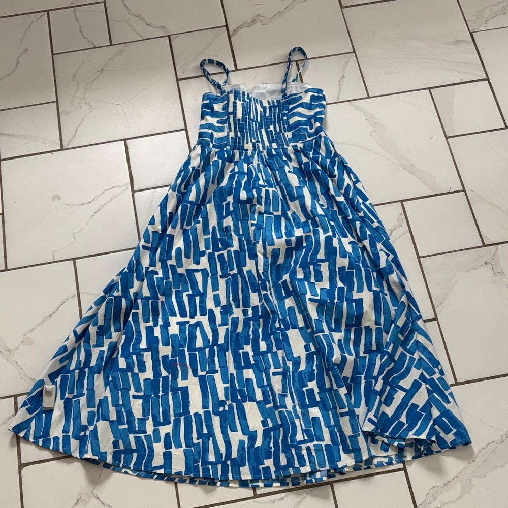 Nine West Blue and White Watercolor Pattern Midi Dress - NWT, sz Small - Picture 3 of 7
